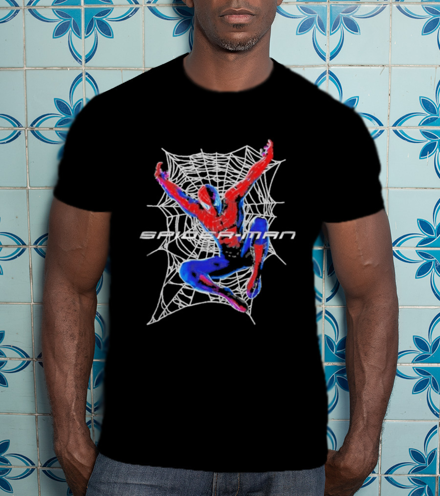 Spider Man Web Slinging Marvel Iconic Superhero Action Scene T-Shirt