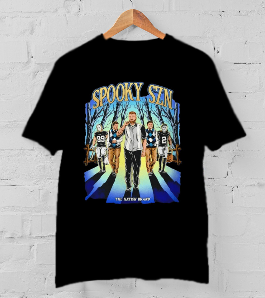 Spooky Szn The Nation Brand Halloween Football Characters T-Shirt