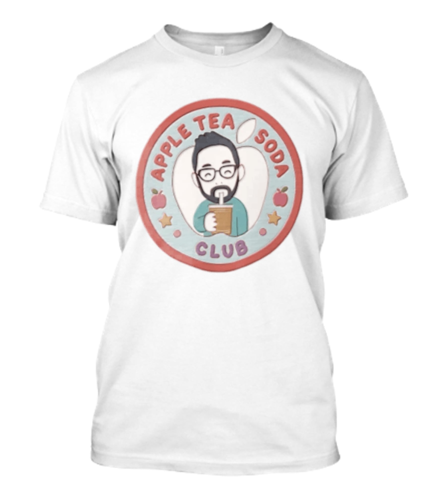 Apple Tea Soda Club Man With Glasses Drinking Beverage T-Shirt