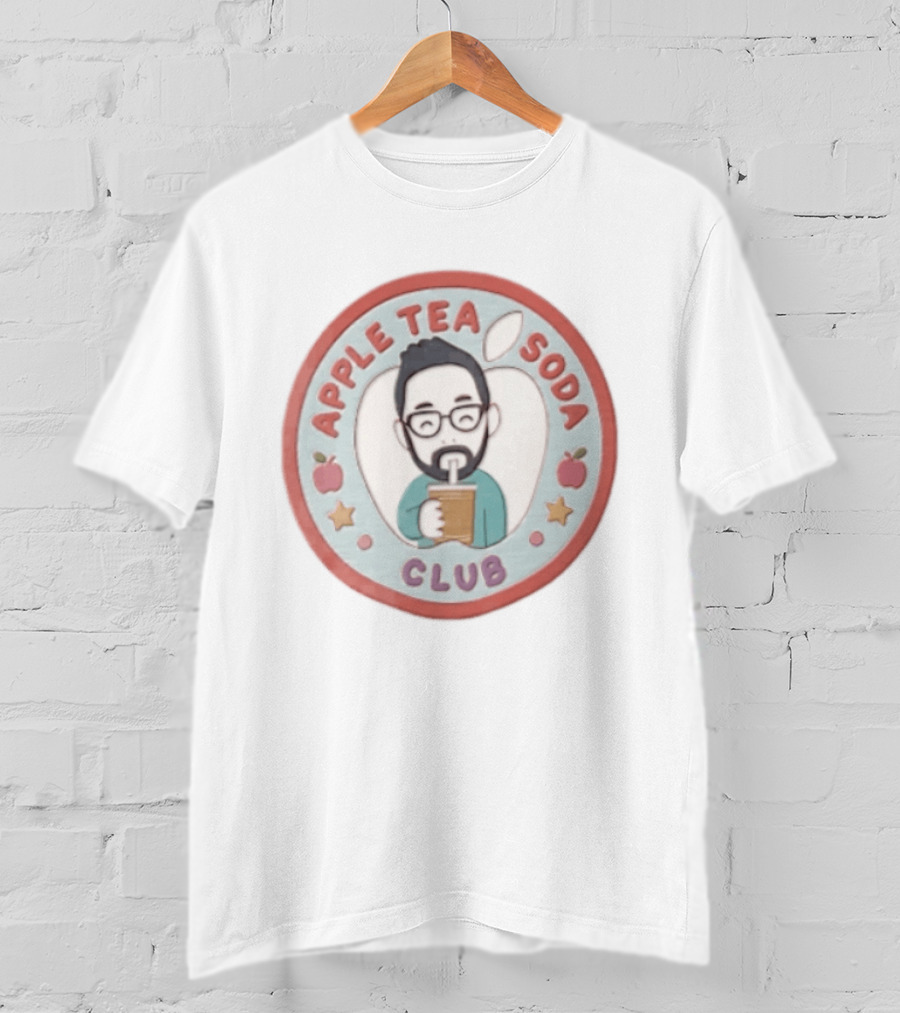 Apple Tea Soda Club Man With Glasses Drinking Beverage T-Shirt