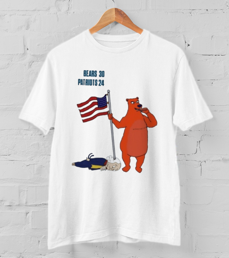Bears 30 Patriots 24 Flag Victory T-Shirt
