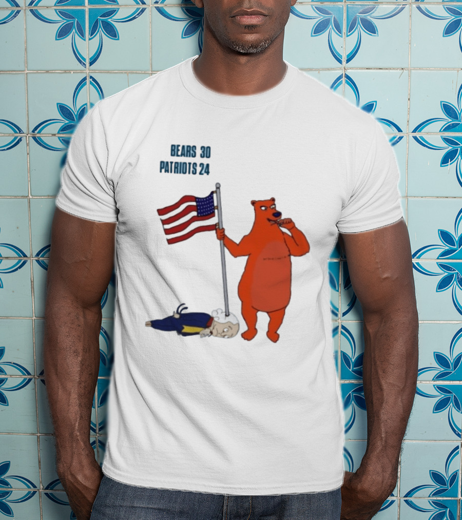 Bears 30 Patriots 24 Flag Victory T-Shirt
