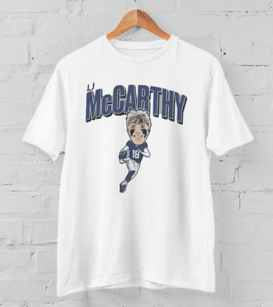 JJ McCarthy 18 Caricature Michigan Wolverines T-Shirt