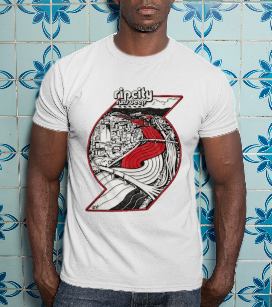 Rip City Runs Deep Portland Trail Blazers Skyline And Roads T-Shirt