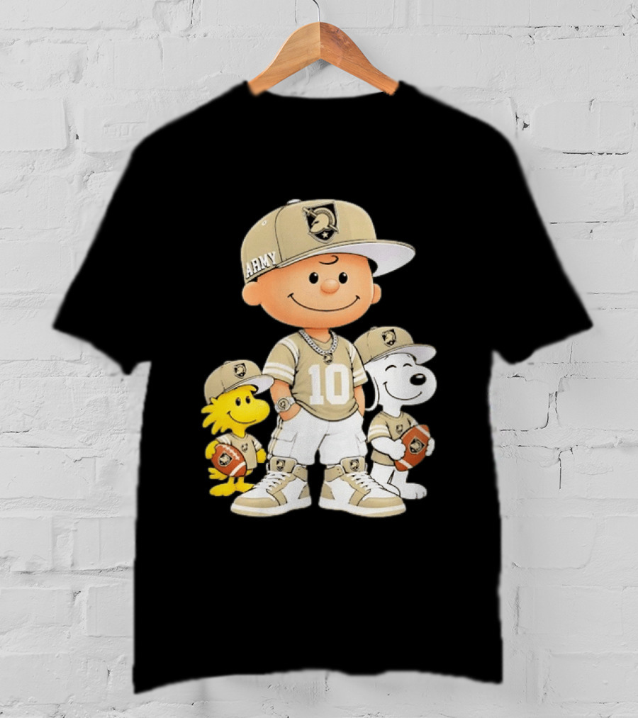 Charlie Brown Woodstock Snoopy Army Black Knights Number 10 Football Fans T-Shirt