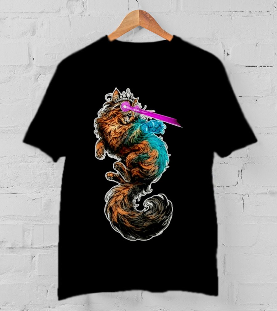 Laser Eyed Queen Cat With Crown And Glowing Laser Eyes T-Shirt