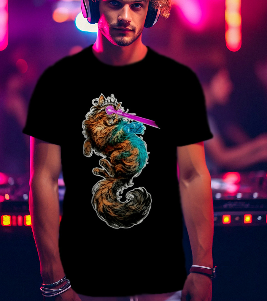 Laser Eyed Queen Cat With Crown And Glowing Laser Eyes T-Shirt