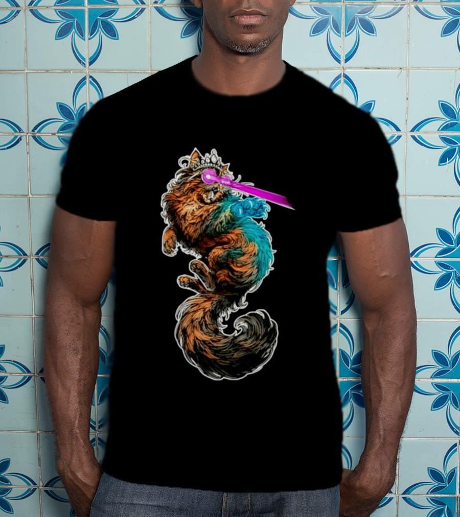 Laser Eyed Queen Cat With Crown And Glowing Laser Eyes T-Shirt