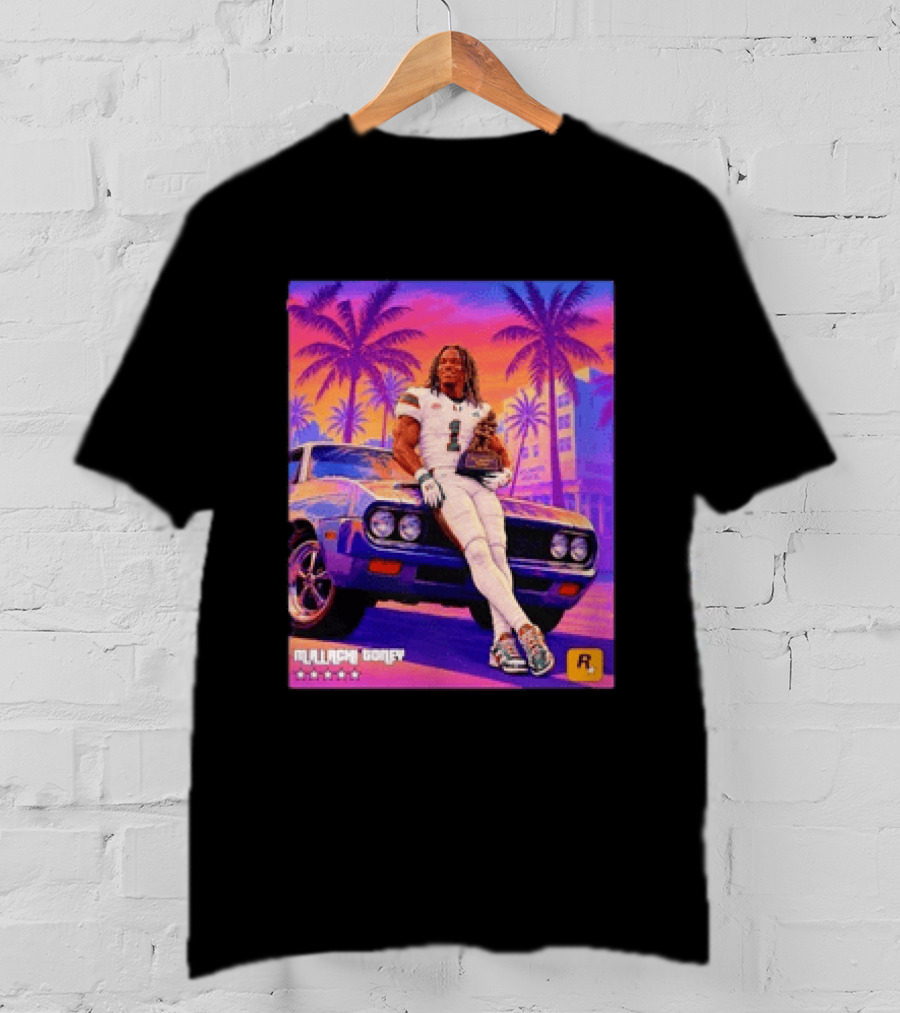 Malachi Goney No 1 Miami Hurricanes Heisman Trophy Rockstar Retro Vice City Vibes T-Shirt