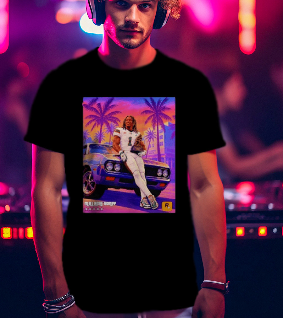 Malachi Goney No 1 Miami Hurricanes Heisman Trophy Rockstar Retro Vice City Vibes T-Shirt