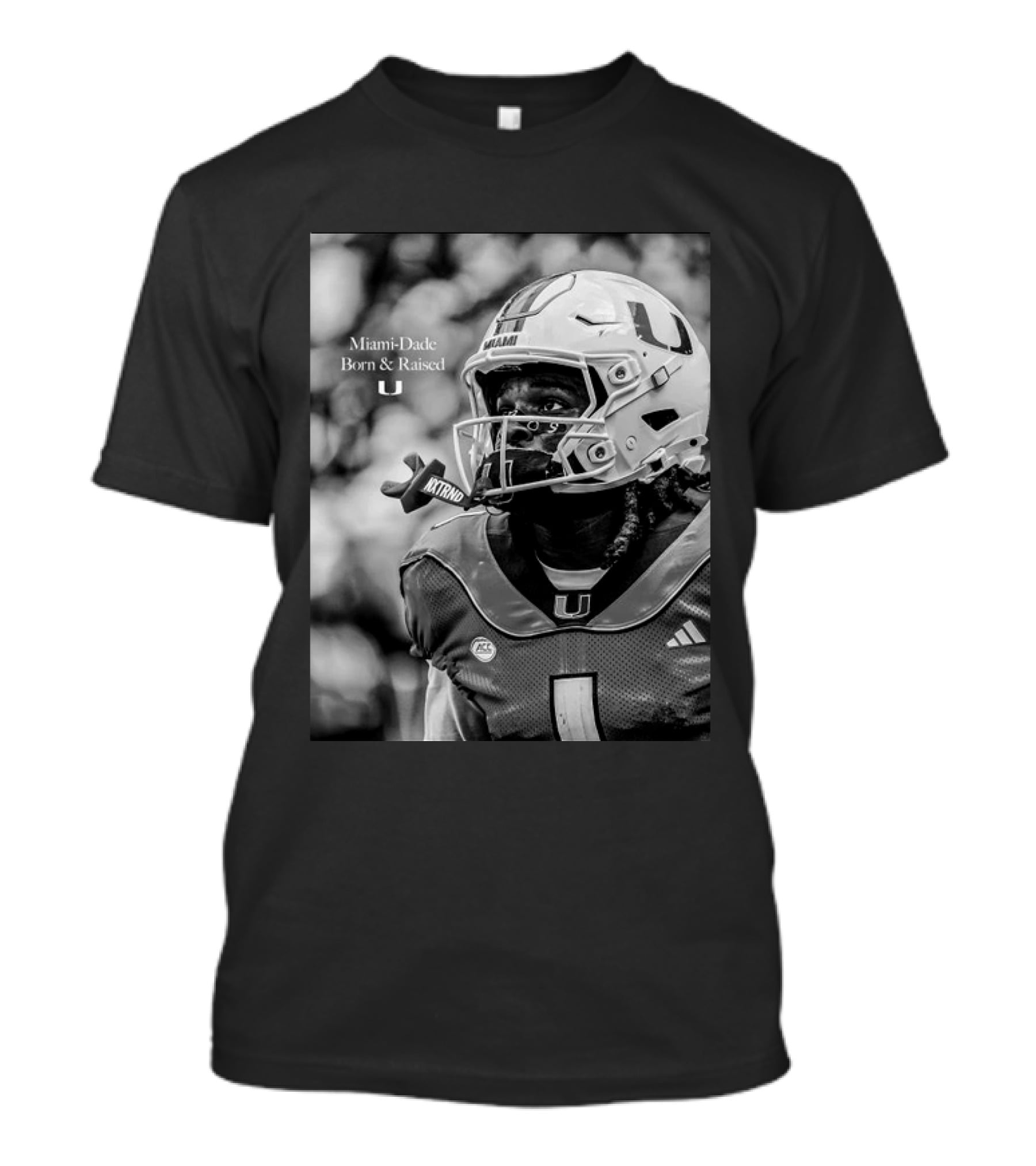Miami Dade Born And Raised Miami Hurricanes Football Player Helmet T-Shirt