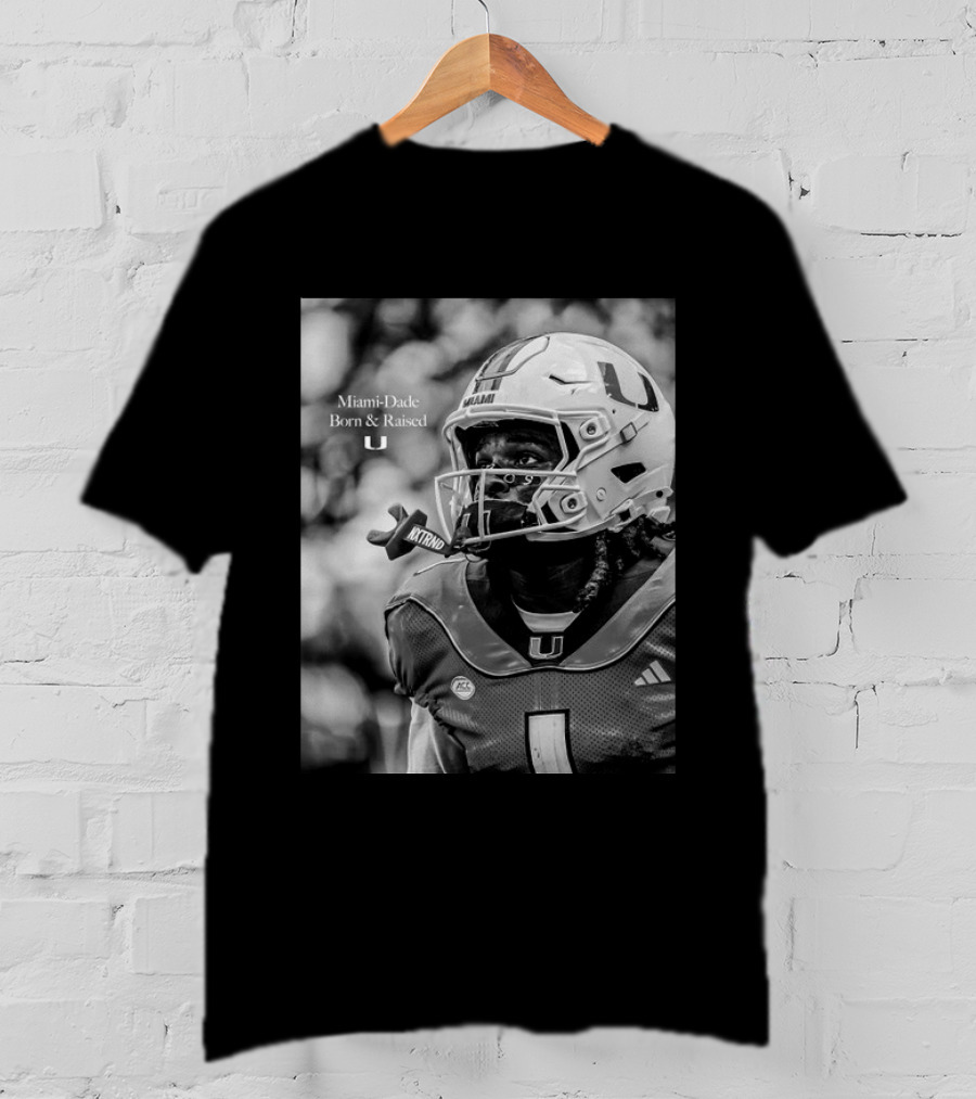 Miami Dade Born And Raised Miami Hurricanes Football Player Helmet T-Shirt
