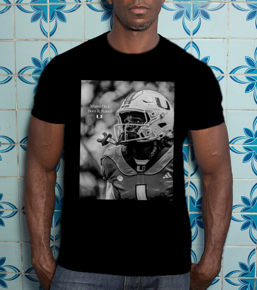 Miami Dade Born And Raised Miami Hurricanes Football Player Helmet T-Shirt