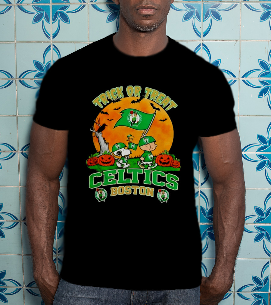 Boston Celtics Peanuts Trick Or Treat Halloween T-Shirt