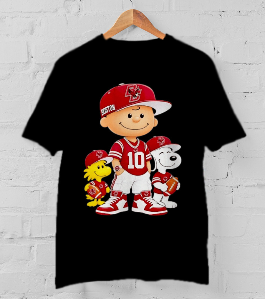 Boston College Eagles Charlie Brown Woodstock Snoopy Number 10 Football Fans T-Shirt