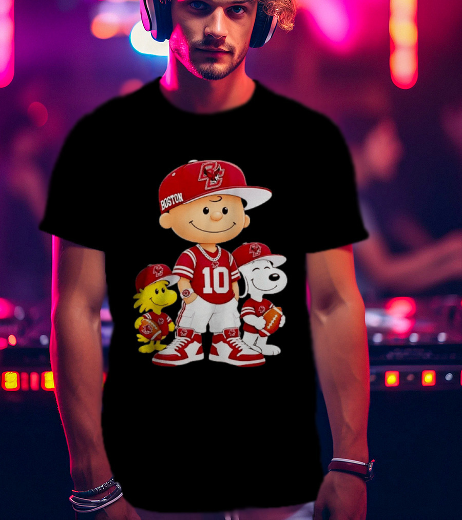 Boston College Eagles Charlie Brown Woodstock Snoopy Number 10 Football Fans T-Shirt