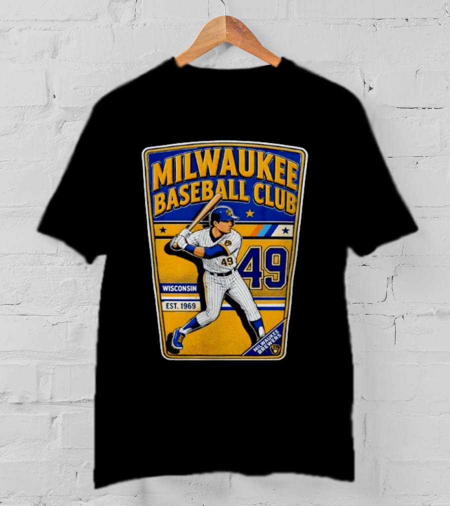Milwaukee Baseball Club Wisconsin Brewers Est. 1969 Player 49 T-Shirt