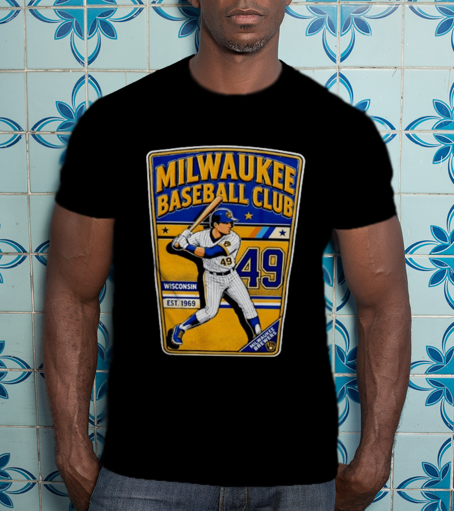 Milwaukee Baseball Club Wisconsin Brewers Est. 1969 Player 49 T-Shirt