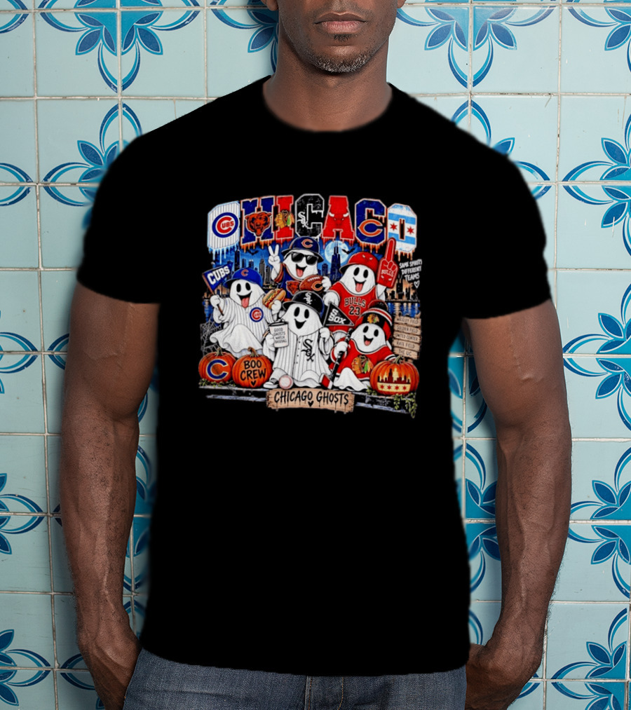 Chicago Ghosts Boo Crew Cubs Bulls Sox Same Spirits Different Teams T-Shirt