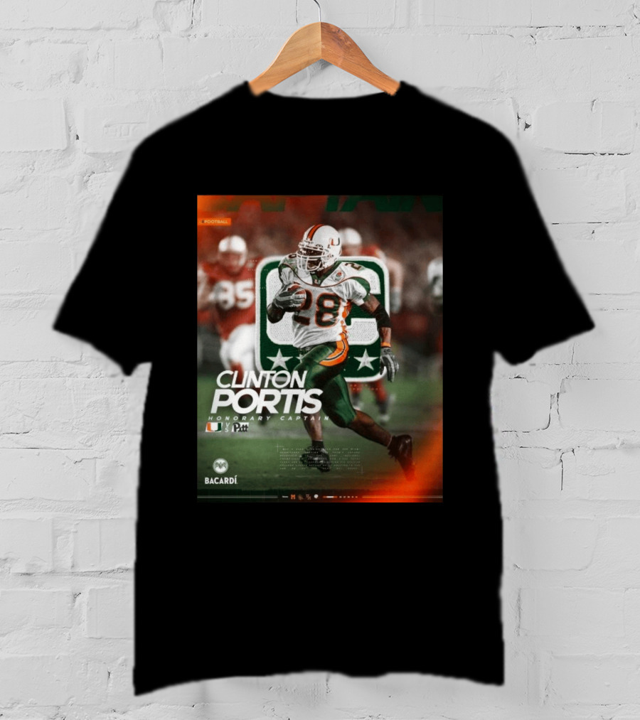 Clinton Portis Honorary Captain Miami Vs Pitt Bacardi Football Event T-Shirt