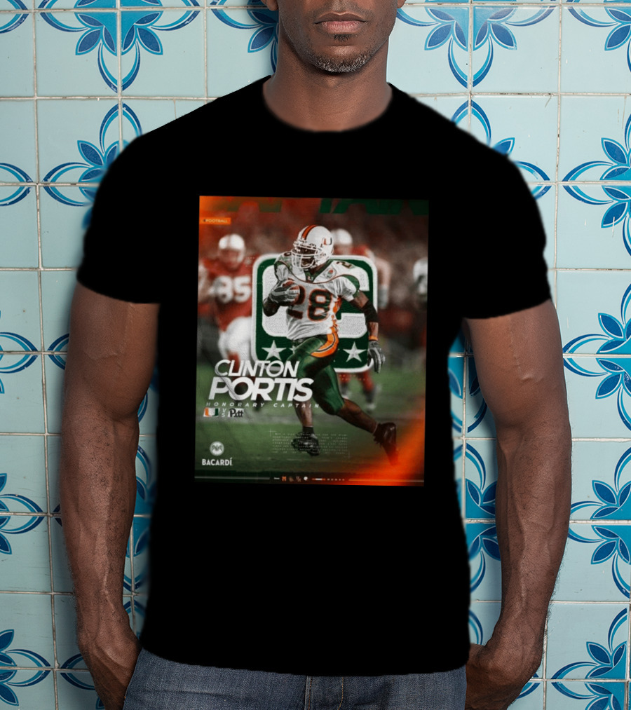 Clinton Portis Honorary Captain Miami Vs Pitt Bacardi Football Event T-Shirt