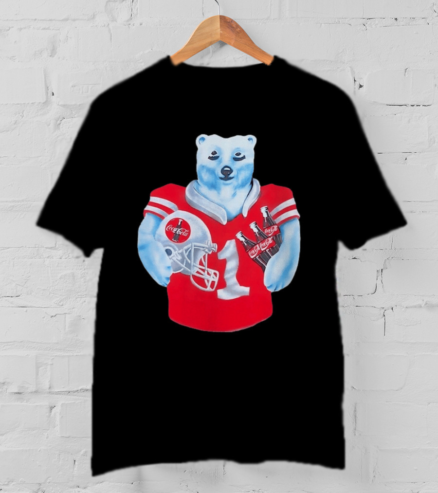 Coca Cola Polar Bear Football Number 1 Red Jersey With Helmet And Bottles T-Shirt