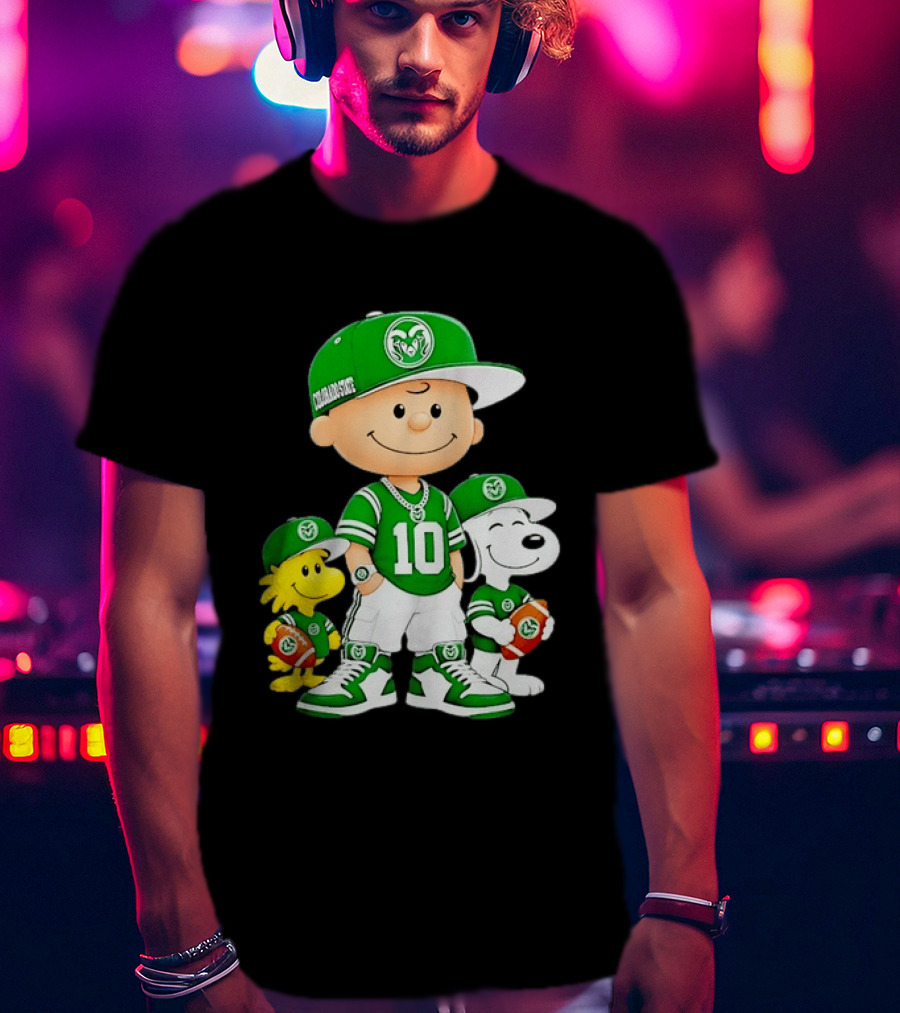 Colorado State Rams Charlie Brown Woodstock Snoopy Number 10 Football Fans T-Shirt