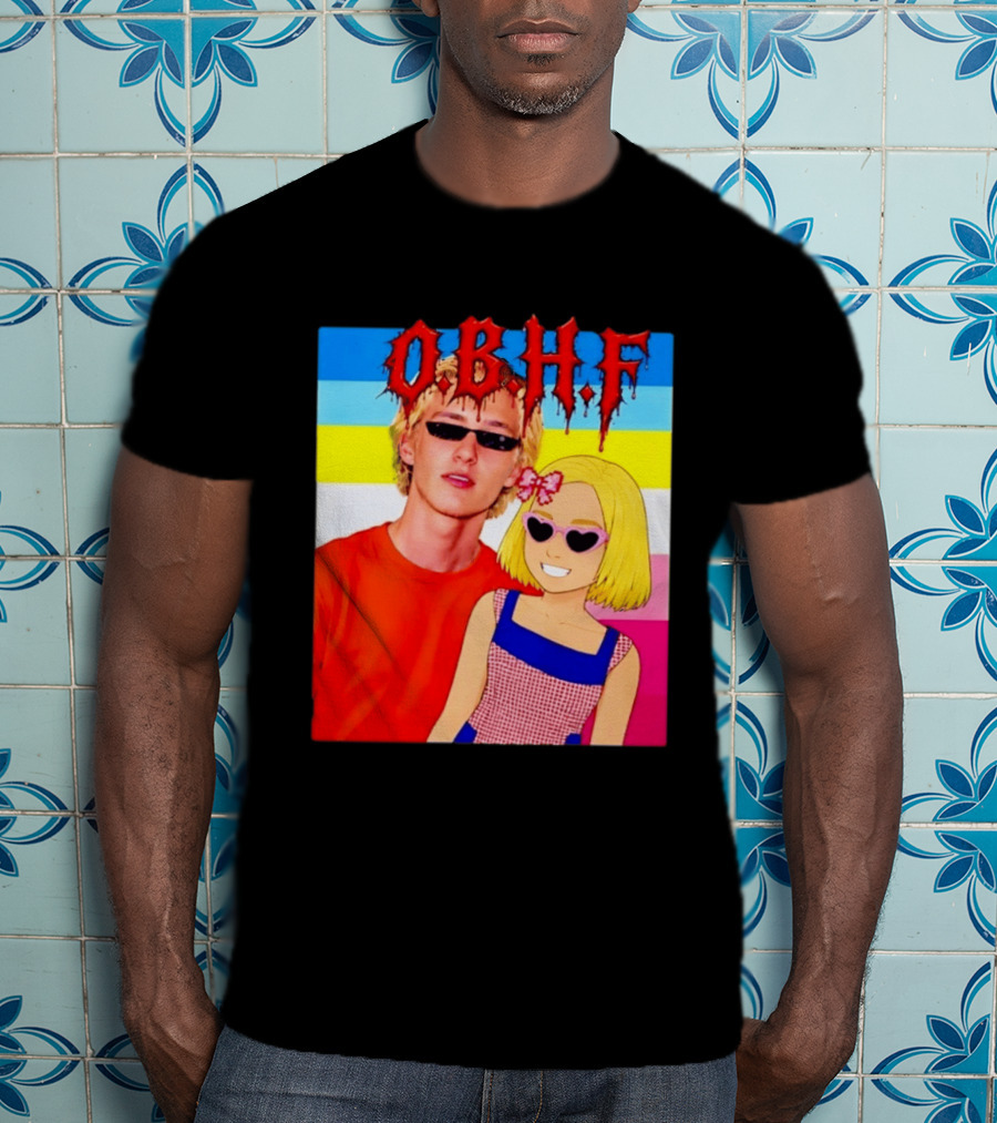 OBHF Blonde Couple Aesthetic Pixel Art Sunglasses T-Shirt