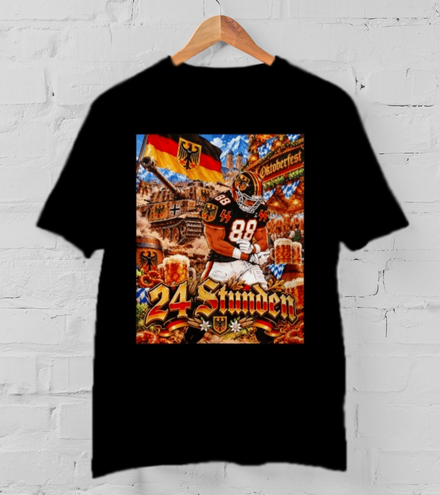 Oktoberfest 24 Stunden German Flag Football Player Number 88 Tank Beer Barrels Bavarian Festivities T-Shirt