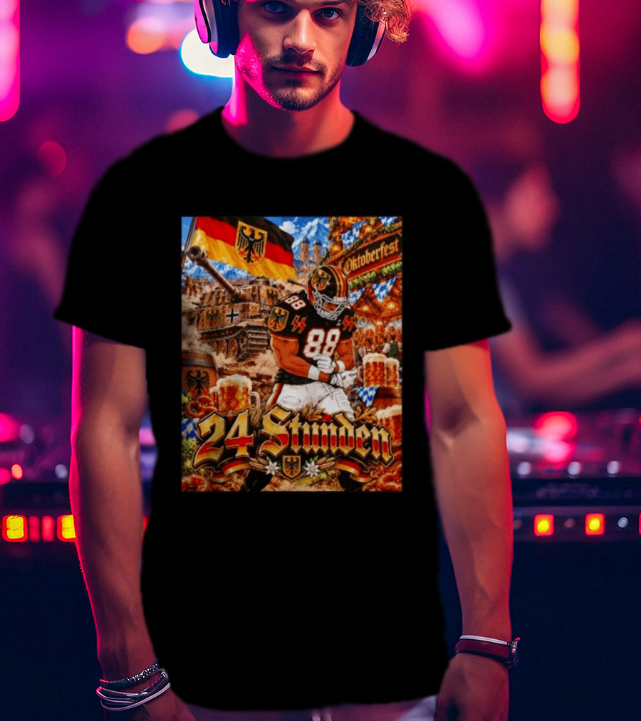 Oktoberfest 24 Stunden German Flag Football Player Number 88 Tank Beer Barrels Bavarian Festivities T-Shirt