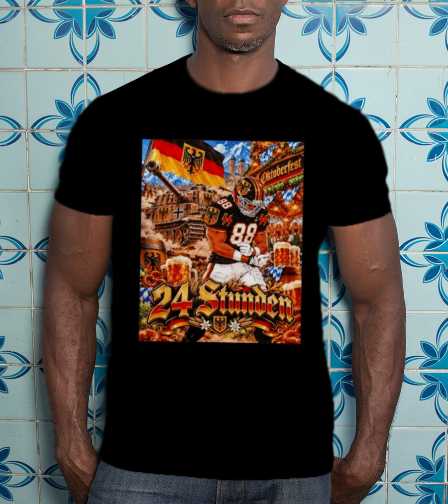 Oktoberfest 24 Stunden German Flag Football Player Number 88 Tank Beer Barrels Bavarian Festivities T-Shirt