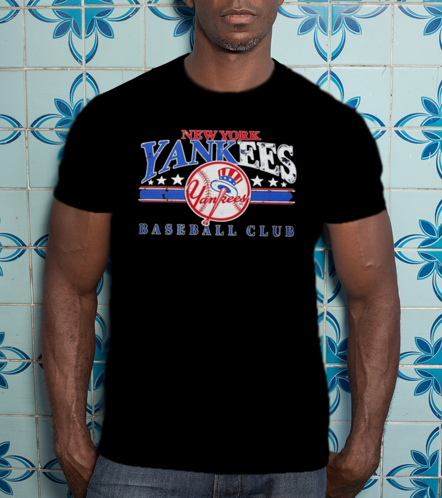 New York Yankees Distressed Vintage Baseball Club Yankees Bat T-Shirt