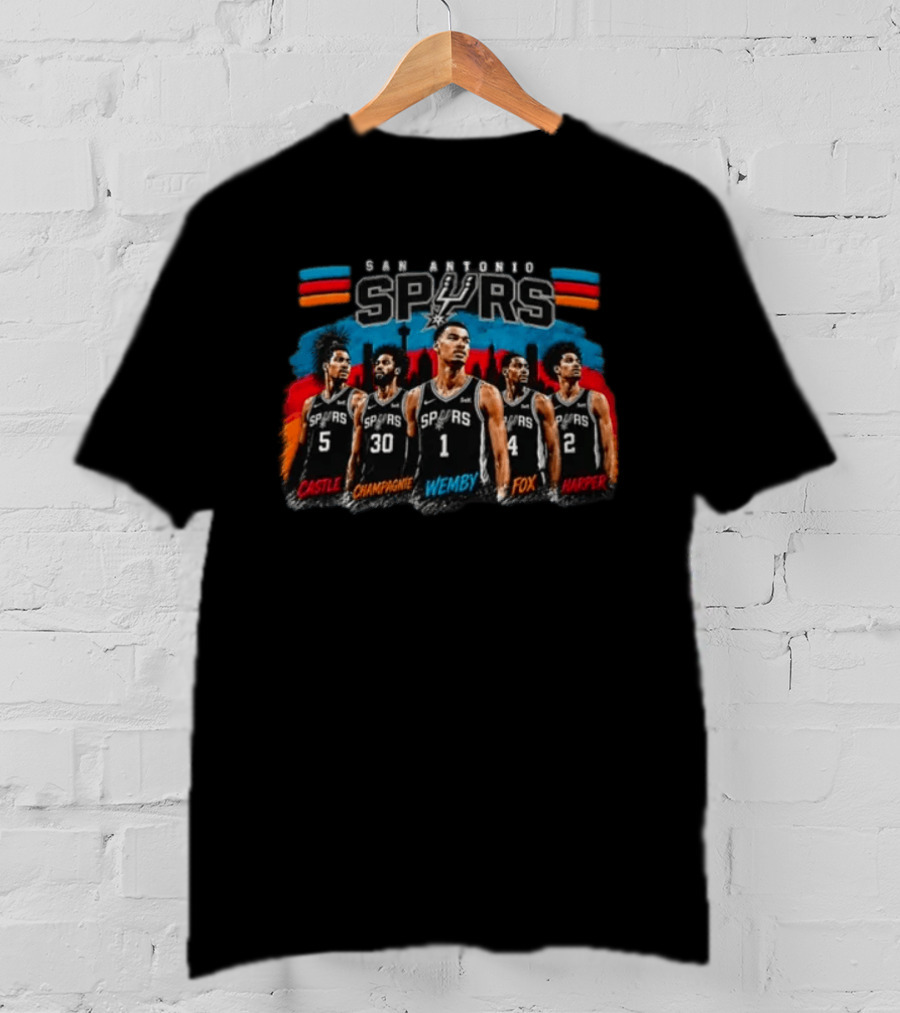 San Antonio Spurs Wemby Castle Champagnie Fox Harper Basketball Team T-Shirt