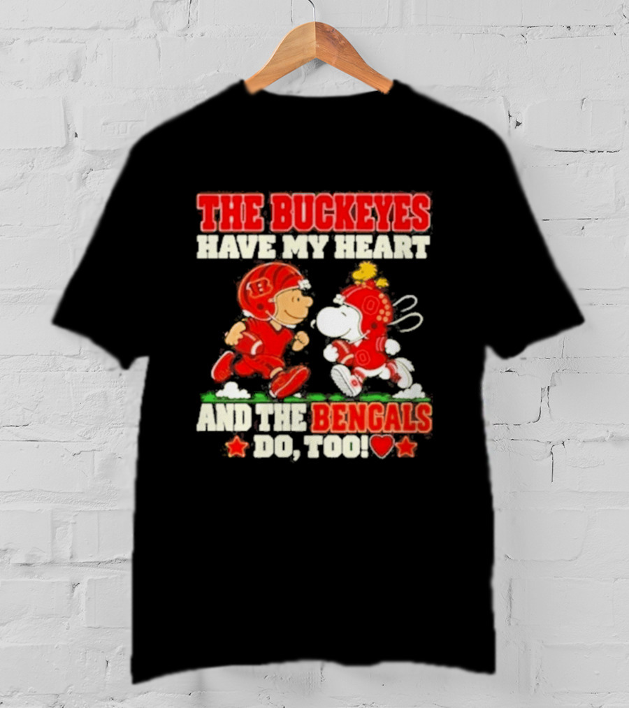 Snoopy And Charlie Brown The Buckeyes Have My Heart The Bengals Do Too T-Shirt