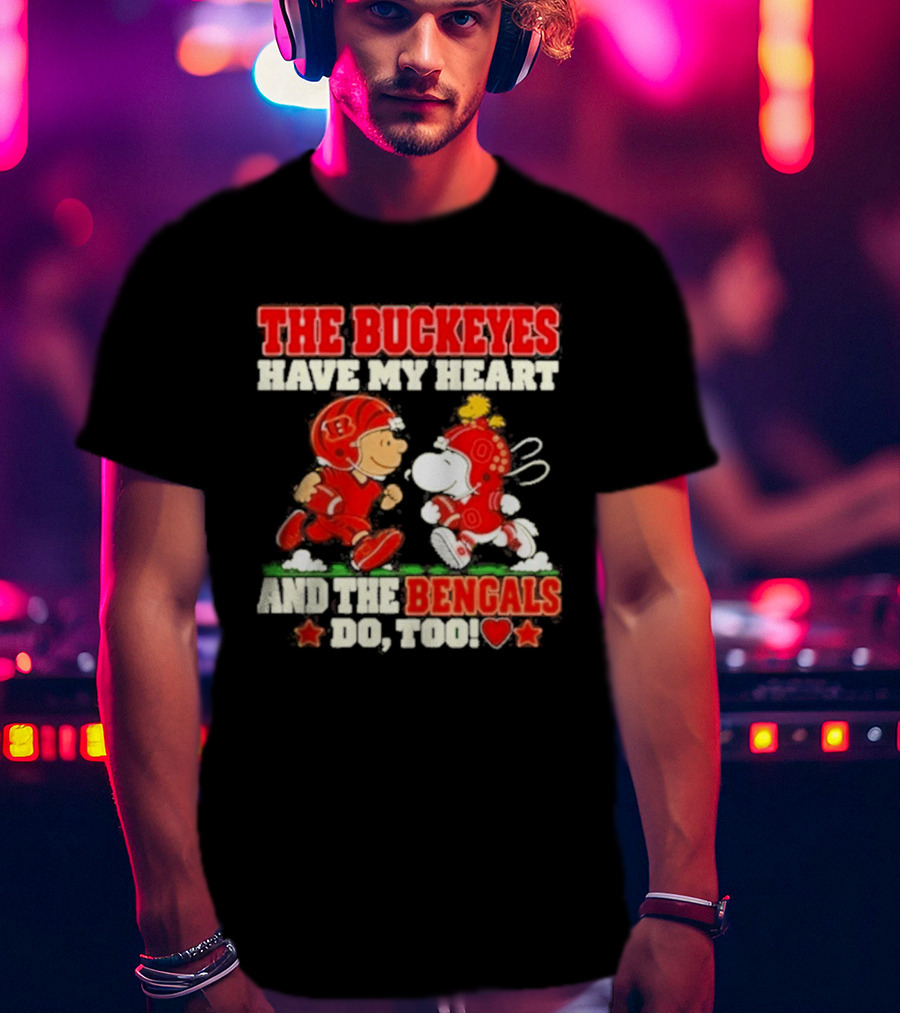 Snoopy And Charlie Brown The Buckeyes Have My Heart The Bengals Do Too T-Shirt