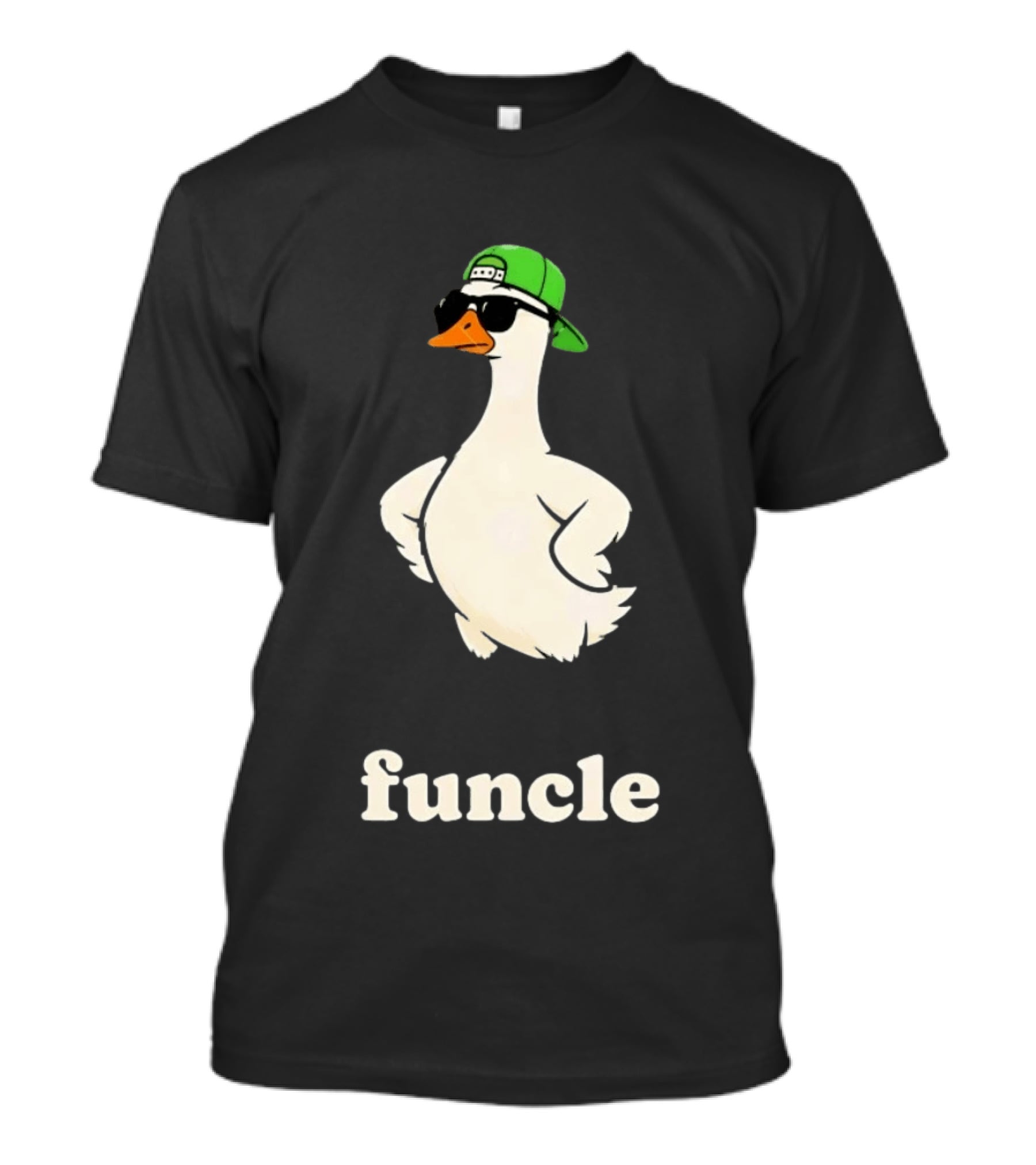 Funcle Goose In Sunglasses And Green Cap Fun Uncle T-Shirt