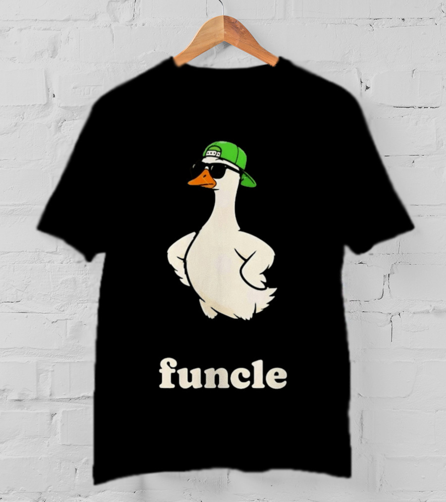 Funcle Goose In Sunglasses And Green Cap Fun Uncle T-Shirt
