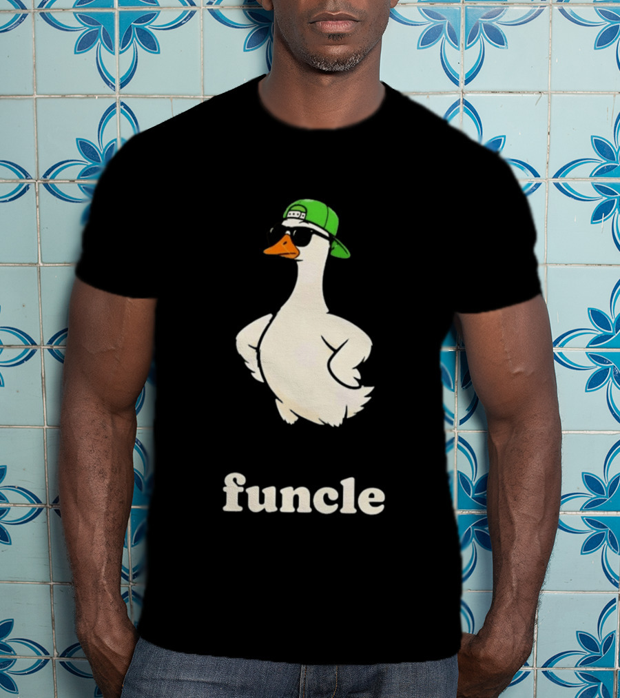 Funcle Goose In Sunglasses And Green Cap Fun Uncle T-Shirt