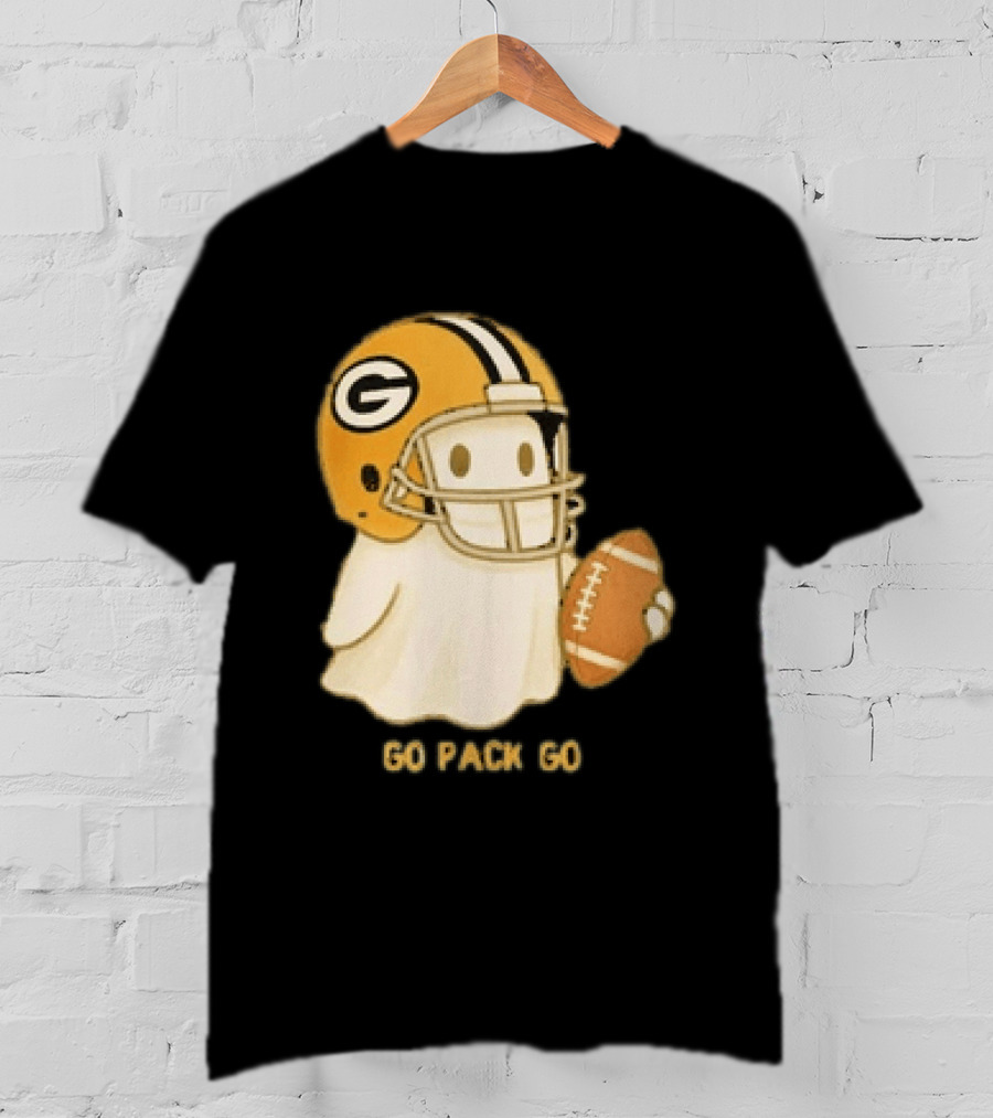 Green Bay Packers Ghost Go Pack Go Football Helmet Fan Gear T-Shirt