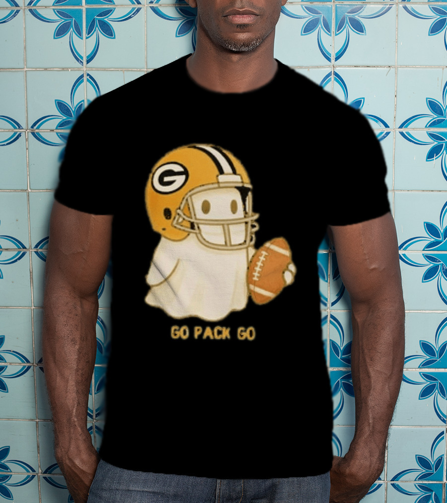 Green Bay Packers Ghost Go Pack Go Football Helmet Fan Gear T-Shirt