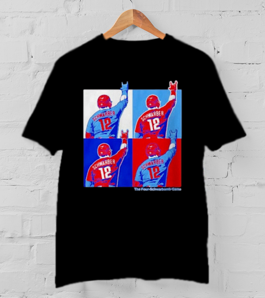The Four Schwarbomb Game Kyle Schwarber 12 Red Blue Pop T-Shirt
