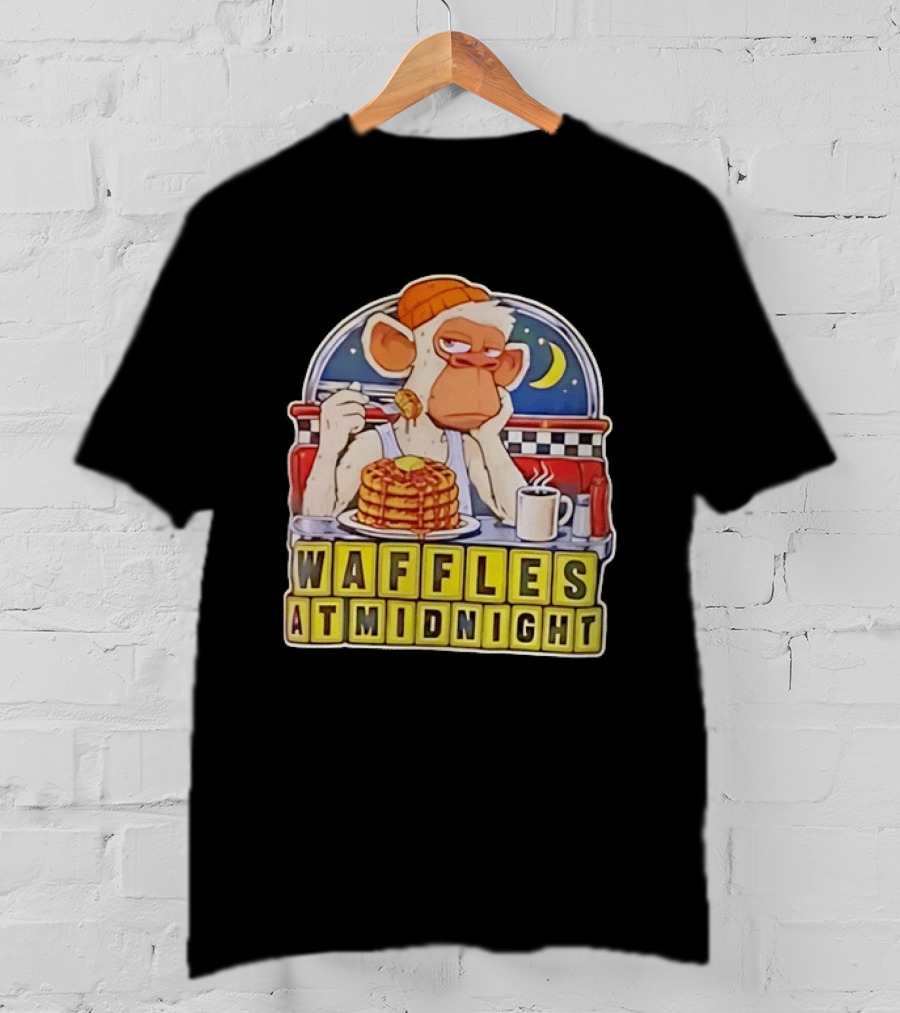 Waffles At Midnight Monkey Diner Breakfast T-Shirt