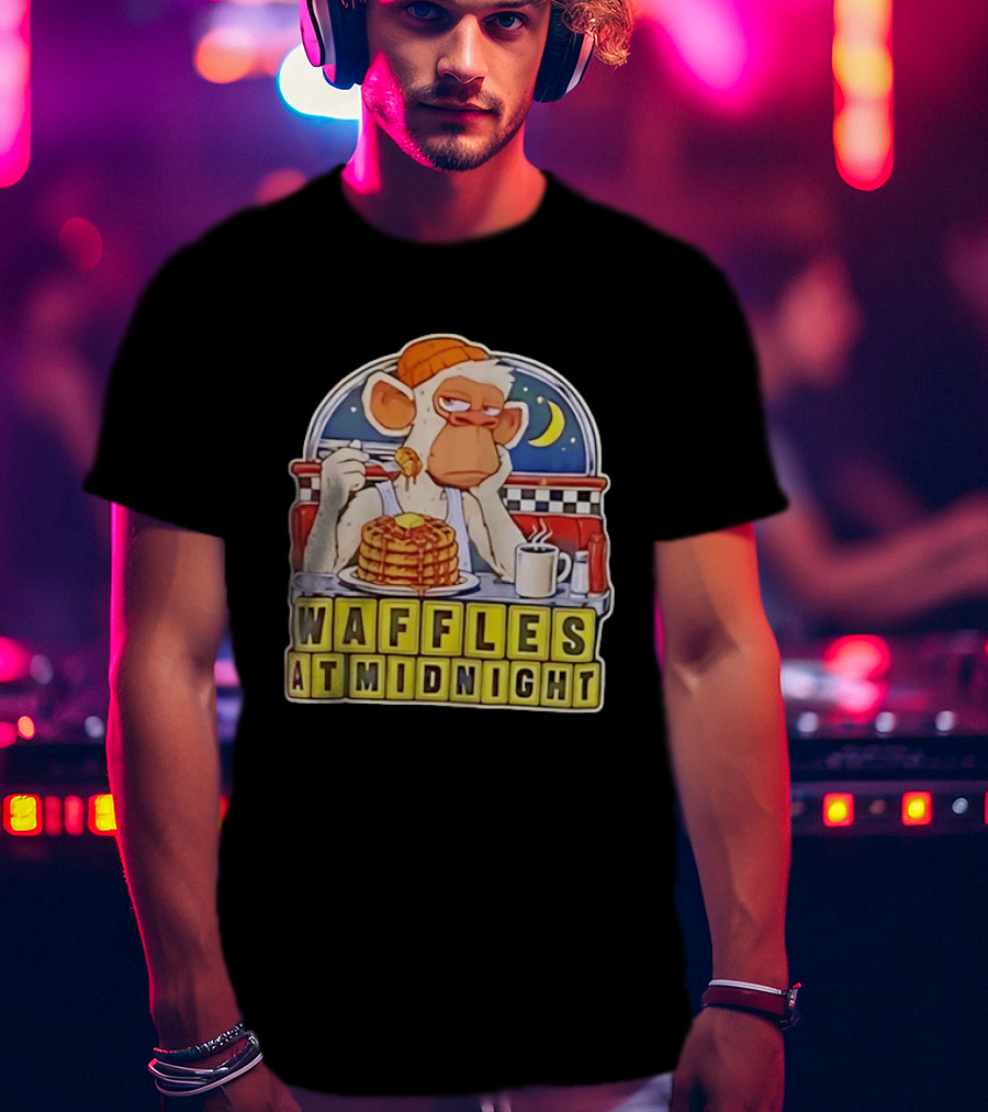 Waffles At Midnight Monkey Diner Breakfast T-Shirt