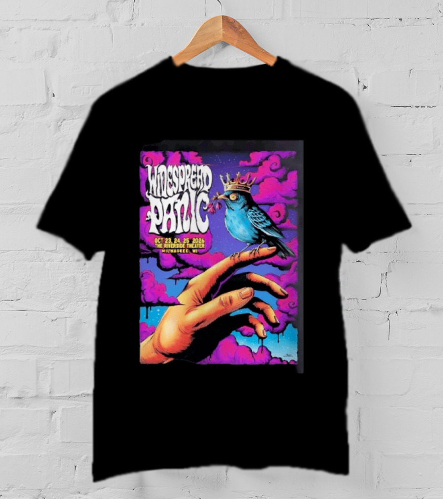 Widespread Panic October 23 24 25 2026 Riverside Theater Milwaukee Concert Bluebird Crown T-Shirt