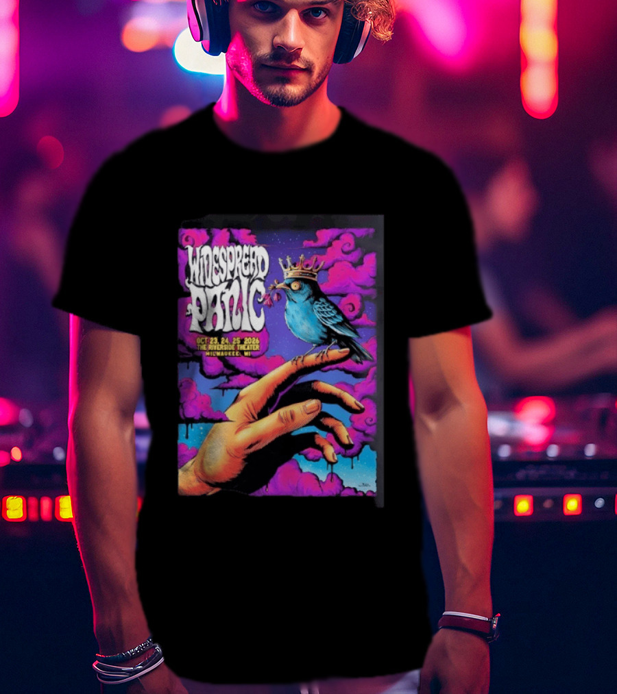 Widespread Panic October 23 24 25 2026 Riverside Theater Milwaukee Concert Bluebird Crown T-Shirt
