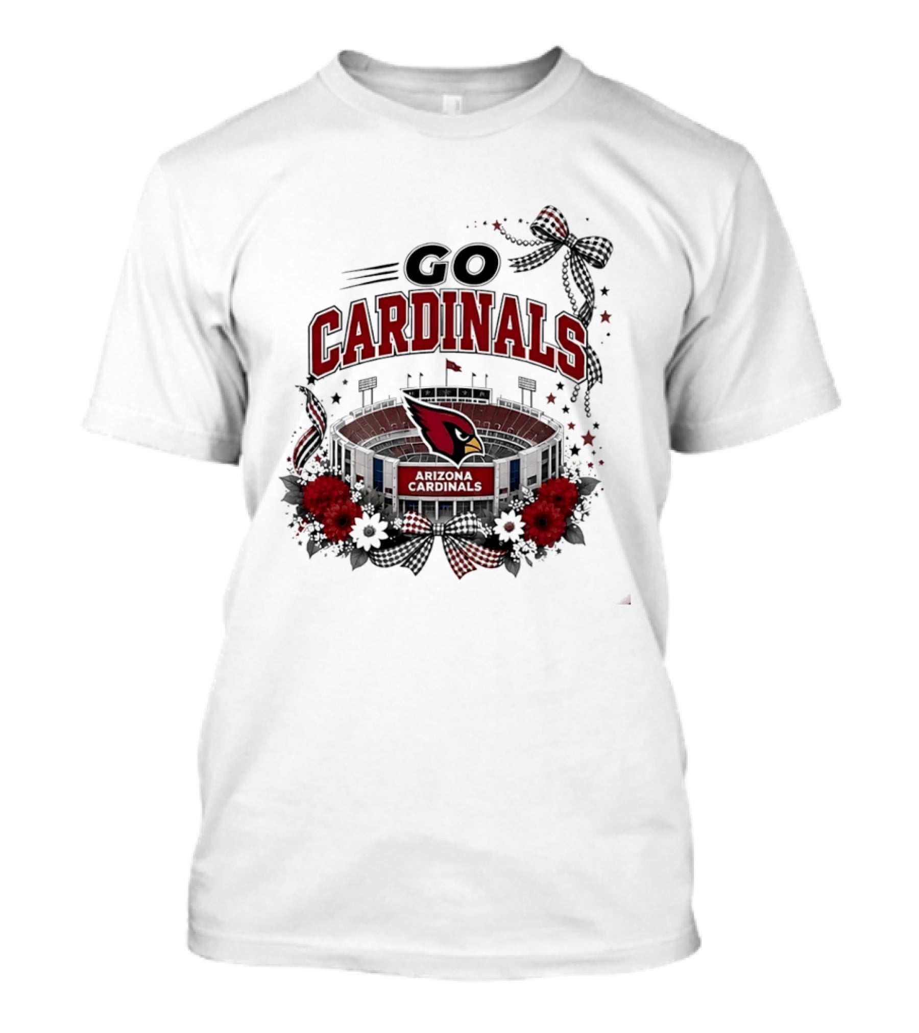 Go Cardinals Arizona Cardinals Football Stadium With Flowers And Bow T-Shirt