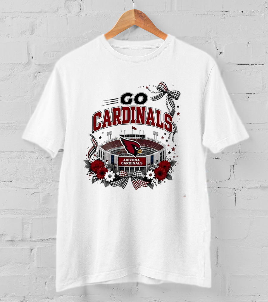 Go Cardinals Arizona Cardinals Football Stadium With Flowers And Bow T-Shirt
