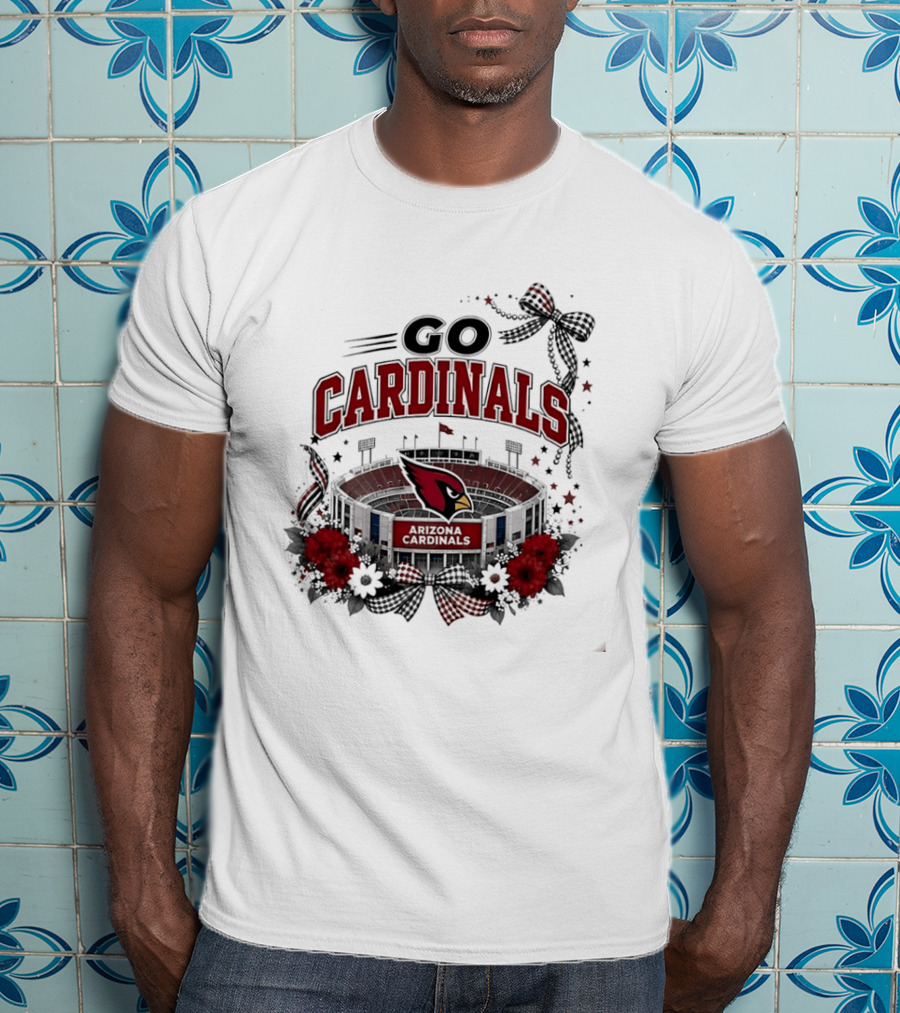 Go Cardinals Arizona Cardinals Football Stadium With Flowers And Bow T-Shirt
