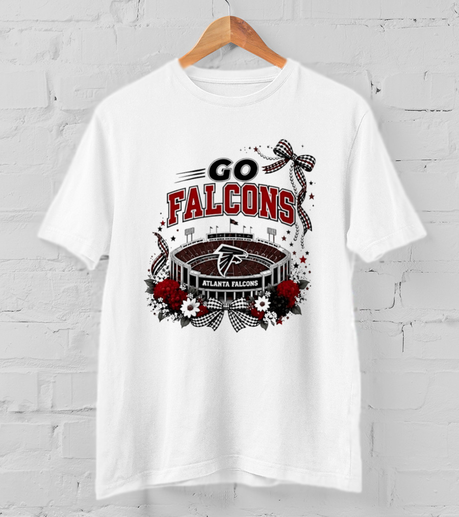 Atlanta Falcons Go Falcons Stadium Flowers And Ribbon T-Shirt