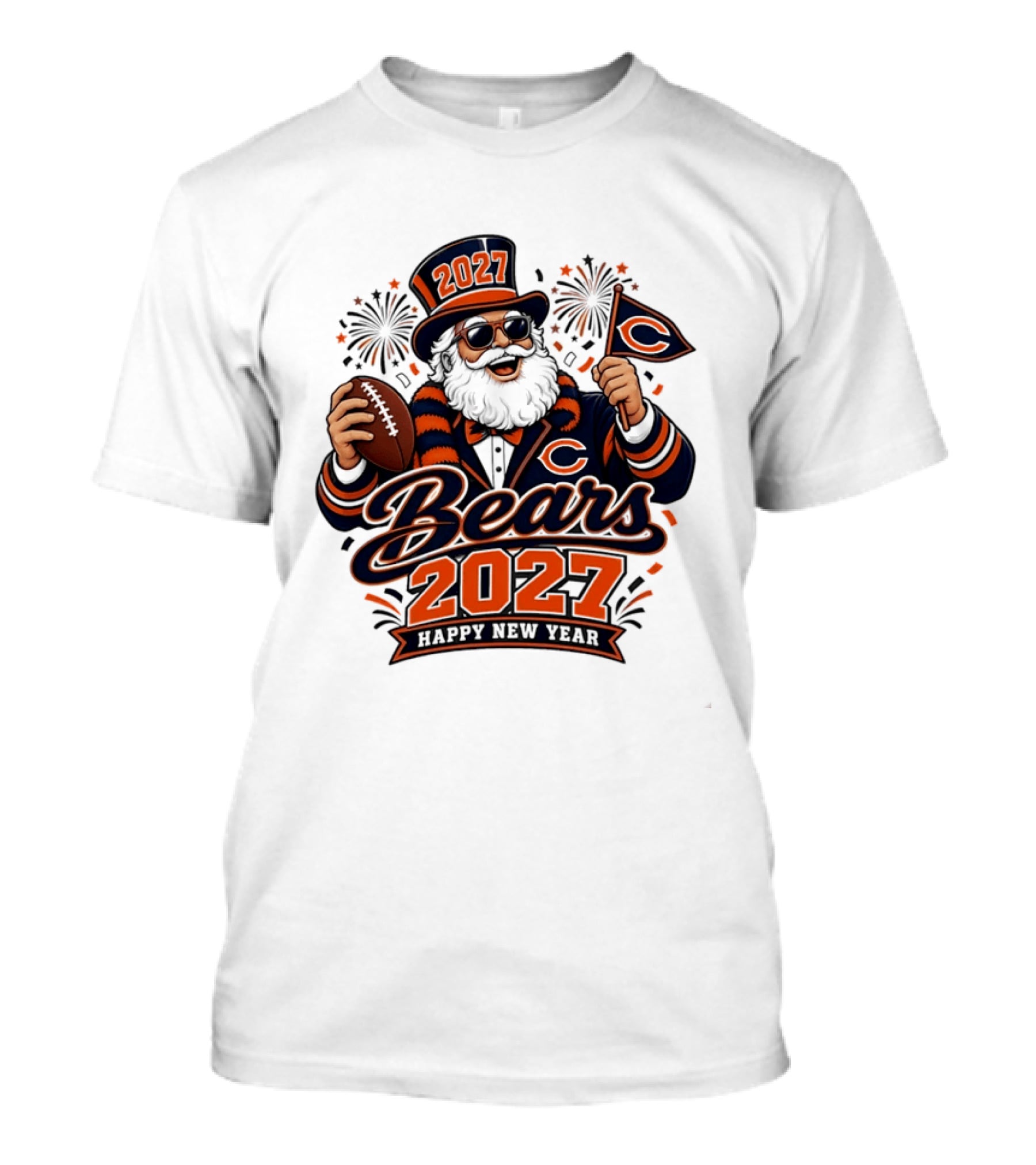 Chicago Bears 2027 Santa Claus Happy New Year Football Fan Celebration T-Shirt